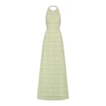 Markarian Sahara Lime Textured Stripe Halter Gown - Dresses - New York Luxury Occasion Wear at Luxury Shoes 