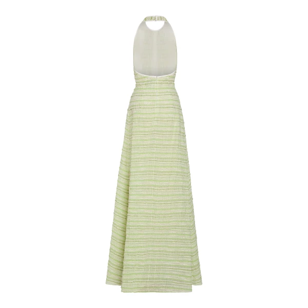Markarian Sahara Lime Textured Stripe Halter Gown - Dresses - New York Luxury Occasion Wear at Luxury Shoes 
