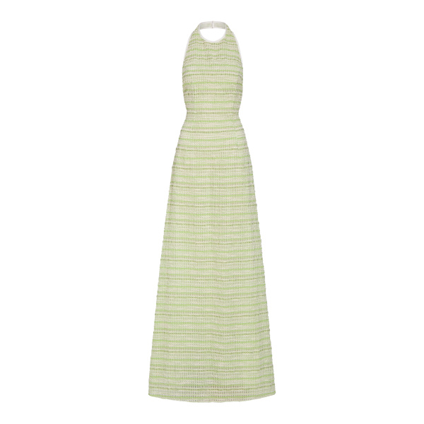 Markarian Sahara Lime Textured Stripe Halter Gown - Dresses - New York Luxury Occasion Wear at Luxury Shoes 
