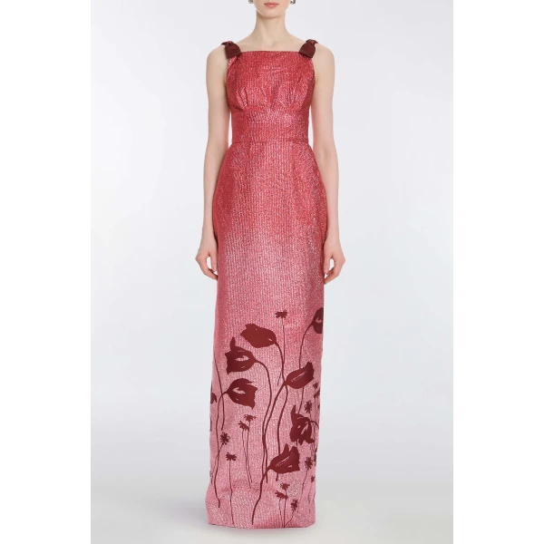 Markarian Solange Metallic Pink Floral Ombre Gown - Dresses - New York Luxury Occasion Wear at Luxury Shoes 
