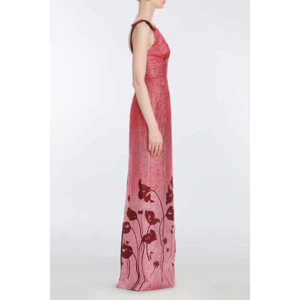 Markarian Solange Metallic Pink Floral Ombre Gown - Dresses - New York Luxury Occasion Wear at Luxury Shoes 