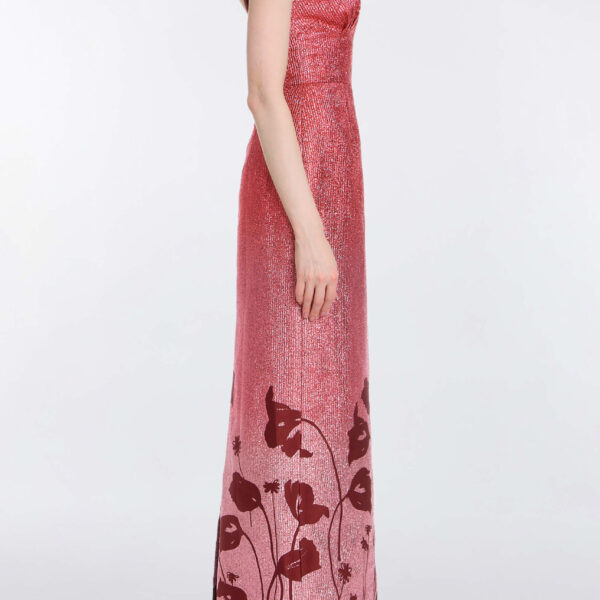 Markarian Solange Metallic Pink Floral Ombre Gown, view 3