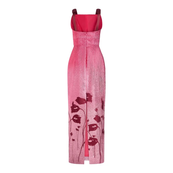 Markarian Solange Metallic Pink Floral Ombre Gown - Dresses - New York Luxury Occasion Wear at Luxury Shoes 