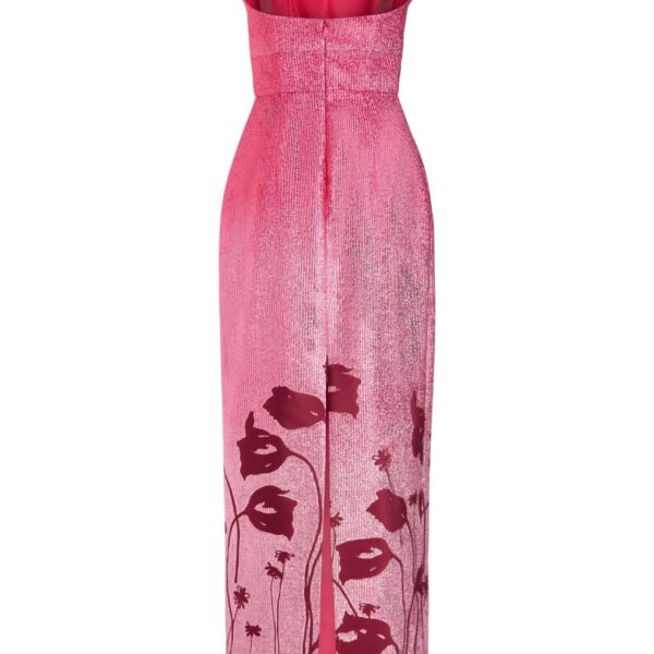 Markarian Solange Metallic Pink Floral Ombre Gown, view 5