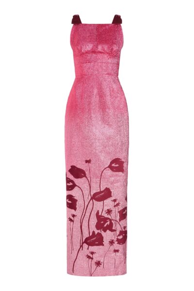 Markarian Solange Metallic Pink Floral Ombre Gown - Dresses - New York Luxury Occasion Wear at Luxury Shoes 