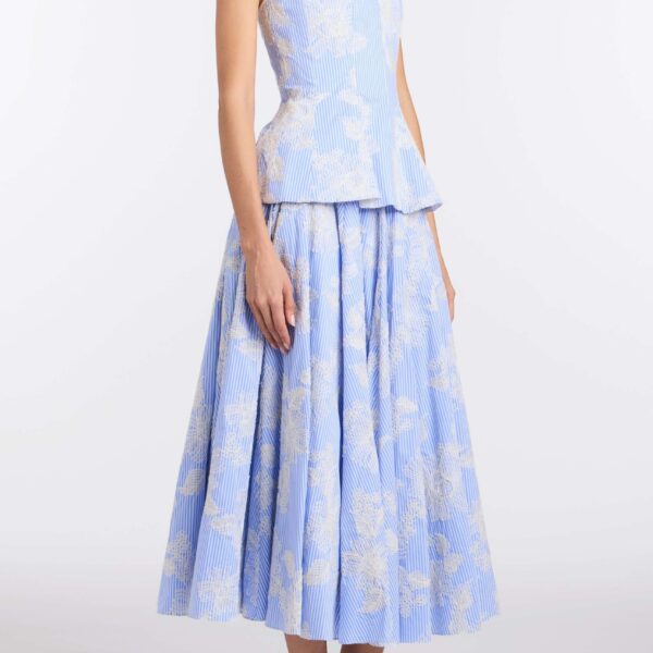 Markarian Soleil Floral Embroidered Midi Skirt, view 3