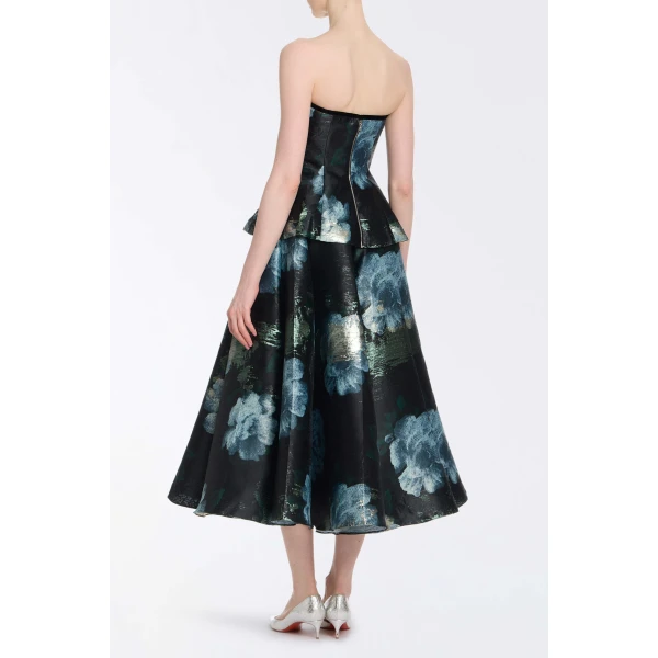 Markarian Soleil Metallic Watercolor Floral Brocade Midi Skirt - Skirts - New York Luxury Occasion Wear at Luxury Shoes 
