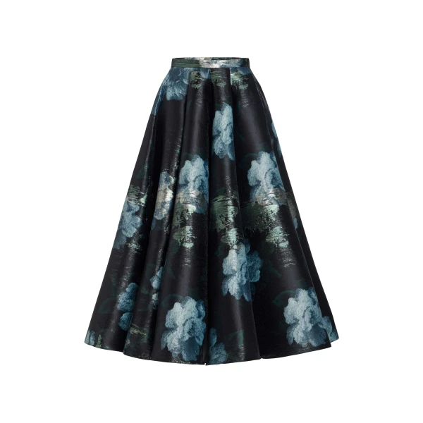 Markarian Soleil Metallic Watercolor Floral Brocade Midi Skirt - Skirts - New York Luxury Occasion Wear at Luxury Shoes 