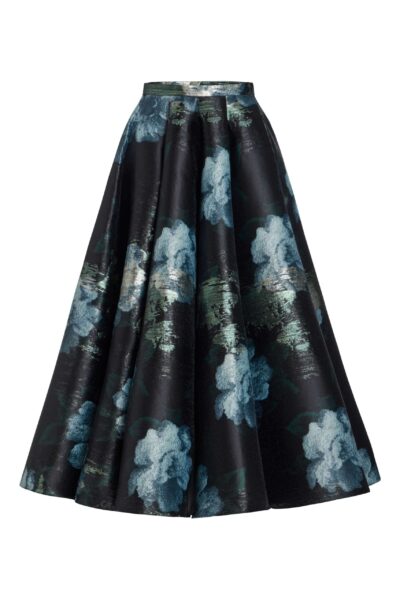 Markarian Soleil Metallic Watercolor Floral Brocade Midi Skirt - Skirts - New York Luxury Occasion Wear at Luxury Shoes 