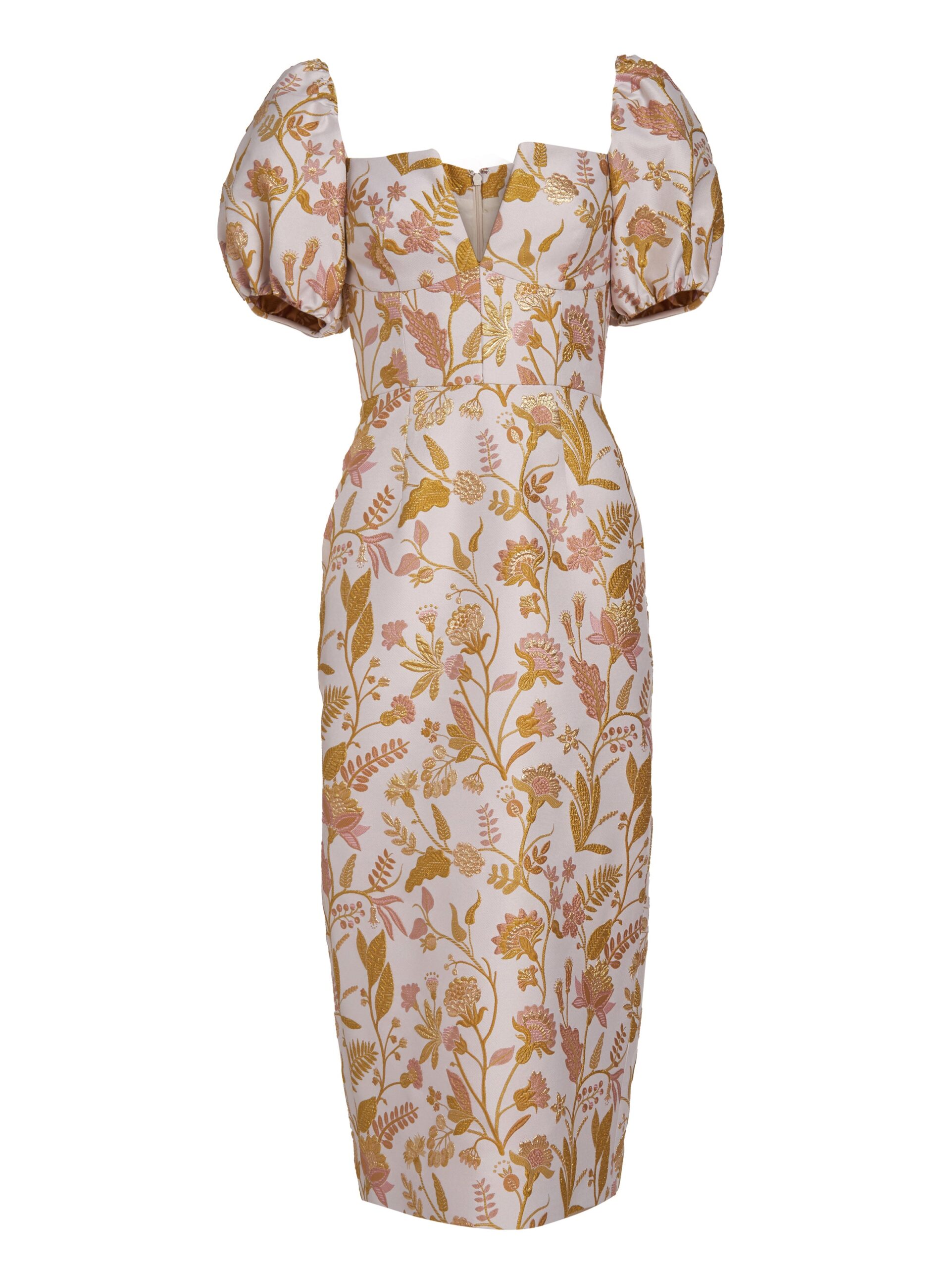 Markarian Yvette Pink And Gold Floral Brocade Midi Dress - Dresses - New York Luxury Occasion Wear at Luxury Shoes Markarian Yvette Pink And Gold Floral Brocade Midi Dress - Dresses - New York Luxury Occasion Wear at Luxury Shoes