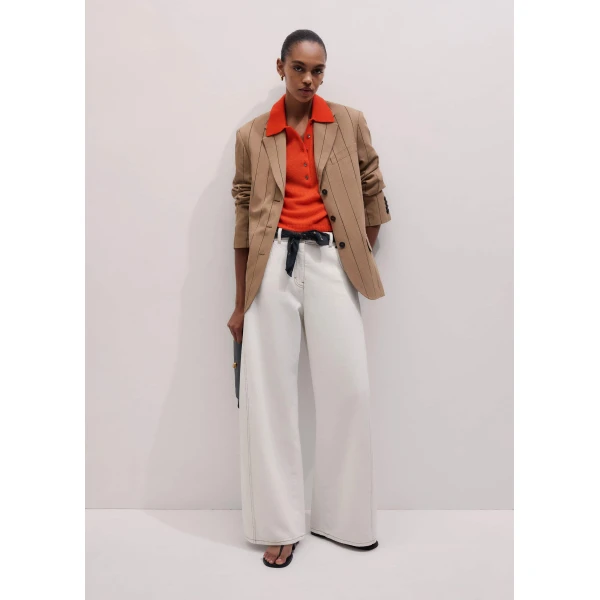 Fluid Linen Blend – luxury British Beige in Me and Em exclusively at Luxury Shoes 