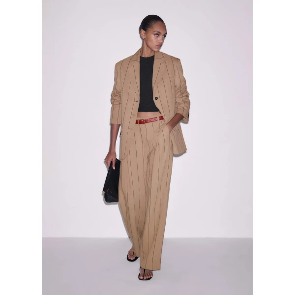 Fluid Linen Blend – luxury British Beige in Me and Em exclusively at Luxury Shoes 