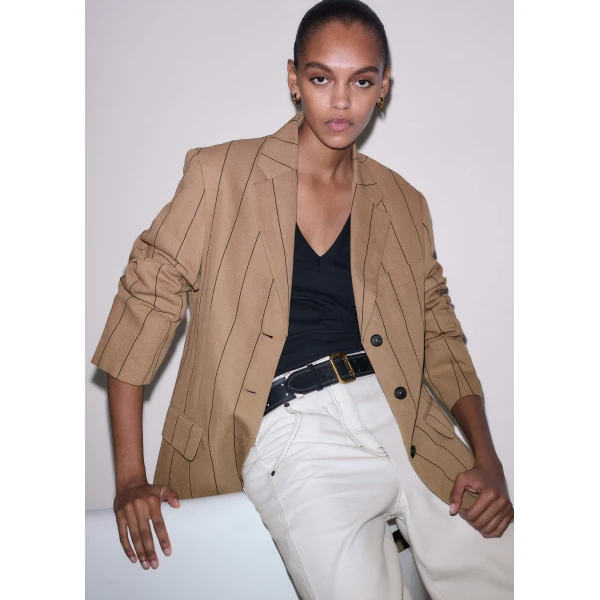 Fluid Linen Blend – luxury British Beige in Me and Em exclusively at Luxury Shoes 