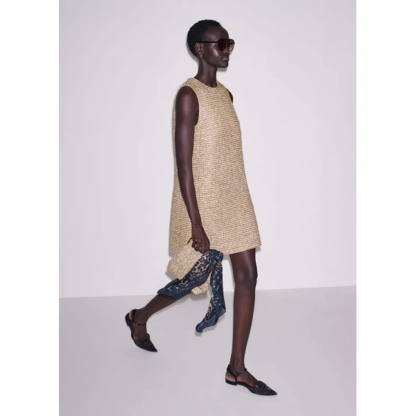 Italian Lurex Tweed – luxury British Gold in Me and Em exclusively at Luxury Shoes 