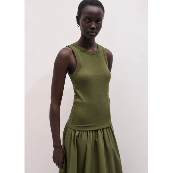 Cotton Rib Jersey – luxury British Green in Me and Em exclusively at Luxury Shoes 
