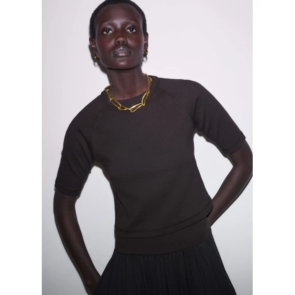 Cotton Rib Jersey – luxury British Brown in Me and Em exclusively at Luxury Shoes 