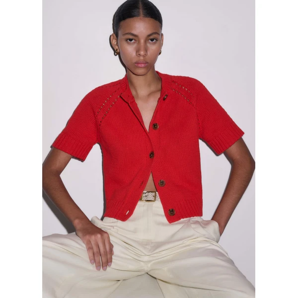 Chunky Cotton Knit – luxury British Red in Me and Em exclusively at Luxury Shoes 