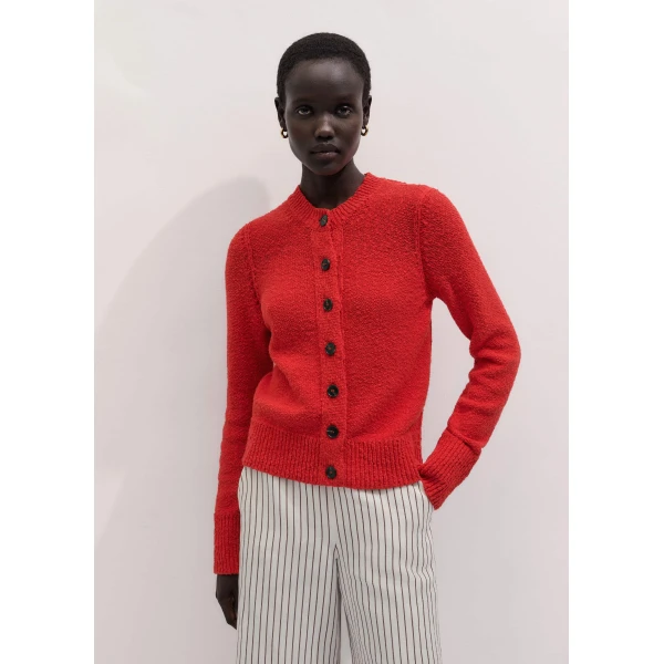 Cotton Linen Bouclé – luxury British Red in Me and Em exclusively at Luxury Shoes 