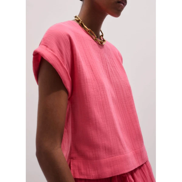 Cotton Cheesecloth – luxury British Pink in Me and Em exclusively at Luxury Shoes 