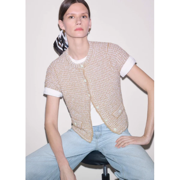 Tweed Cotton Knit – luxury British Beige in Me and Em exclusively at Luxury Shoes 