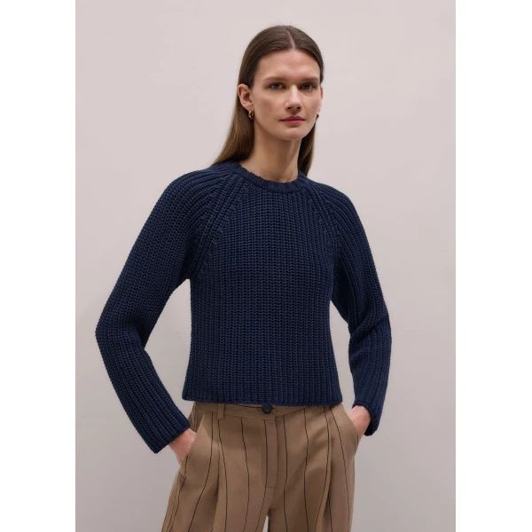 Chunky Cotton Knit – luxury British Blue in Me and Em exclusively at Luxury Shoes 