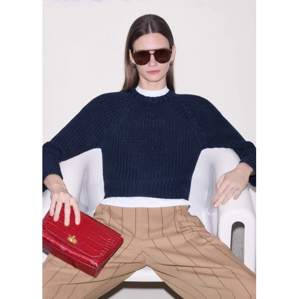 Chunky Cotton Knit – luxury British Blue in Me and Em exclusively at Luxury Shoes 