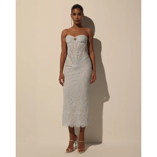 Milla Beaded Lace Corset Dress - Dresses - Ukrainian Luxury Evening Gown at Luxury Shoes 