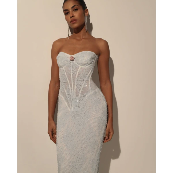 Milla Beaded Lace Corset Dress - Dresses - Ukrainian Luxury Evening Gown at Luxury Shoes 