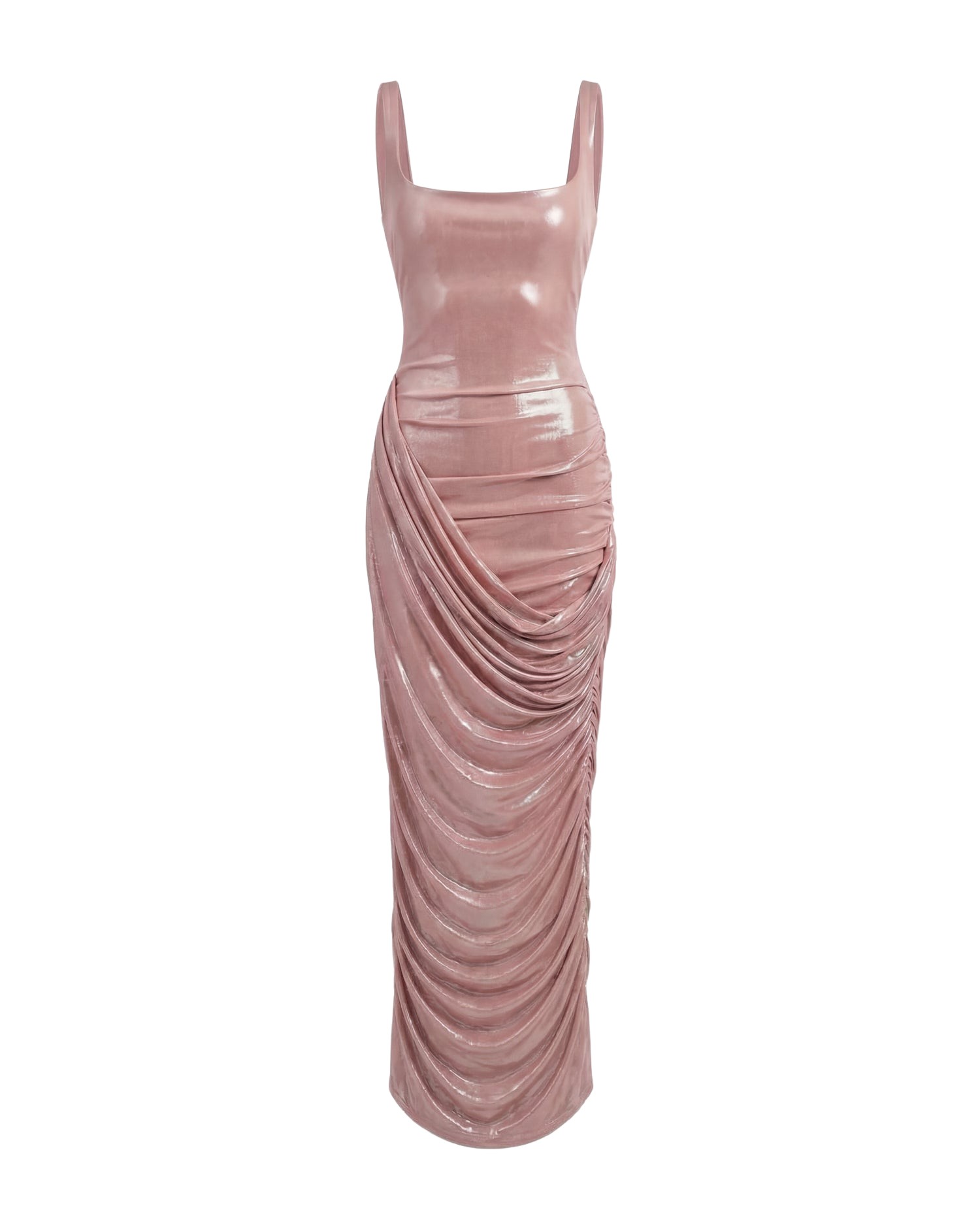 Milla Draped Midi Dress with Metallic Sheen