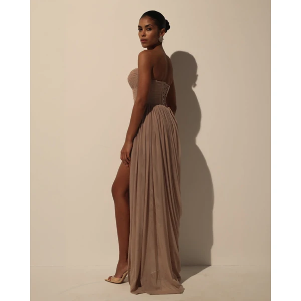 Milla Dress with Corset Bodice and Draping - Dresses - Ukrainian Luxury Evening Gown at Luxury Shoes 