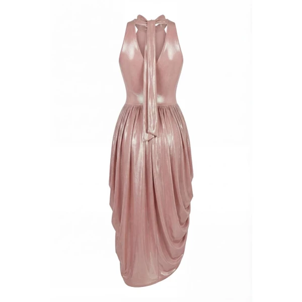 Milla Dress with Halter Neck and Wet Effect - Dresses - Ukrainian Luxury Evening Gown at Luxury Shoes 