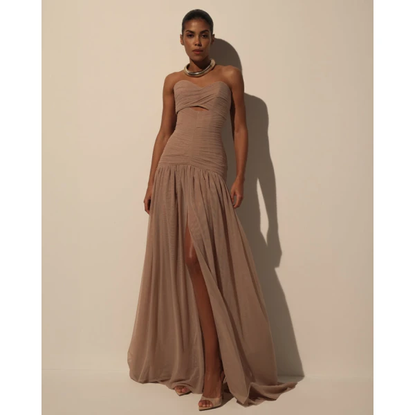 Milla Maxi Dress in Italian Mesh with Corset Bodice - Dresses - Ukrainian Luxury Evening Gown at Luxury Shoes 