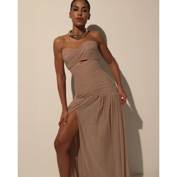 Milla Maxi Dress in Italian Mesh with Corset Bodice - Dresses - Ukrainian Luxury Evening Gown at Luxury Shoes 