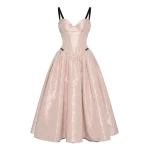 Milla Misty Rose Corset Midi Dress with Contrast Details - Dresses - Ukrainian Luxury Evening Gown at Luxury Shoes 