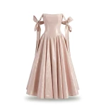 Milla Misty Rose Taffeta Corset Midi Dress - Dresses - Ukrainian Luxury Evening Gown at Luxury Shoes 