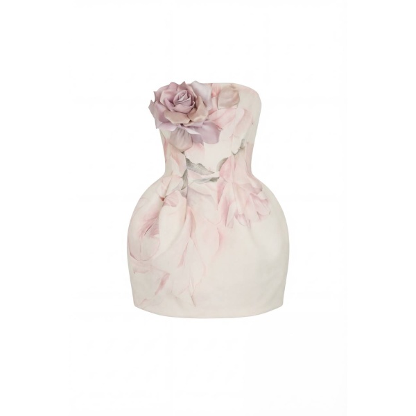 Milla Satin Mini Dress with Artist Print - Dresses - Ukrainian Luxury Evening Gown at Luxury Shoes 