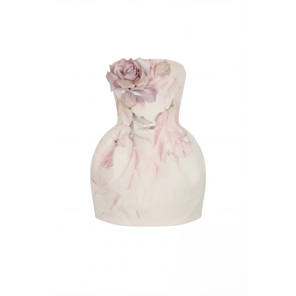 Milla Satin Mini Dress with Artist Print - Dresses - Ukrainian Luxury Evening Gown at Luxury Shoes 