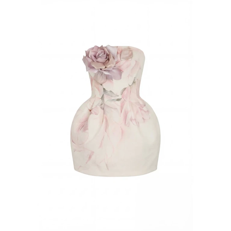 Milla Satin Mini Dress with Artist Print - Dresses - Ukrainian Luxury Evening Gown at Luxury Shoes 