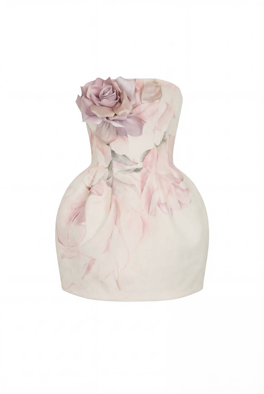 Milla Satin Mini Dress with Artist Print