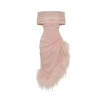 Milla Velvet Dress with Feathers - Dresses - Ukrainian Luxury Evening Gown at Luxury Shoes 