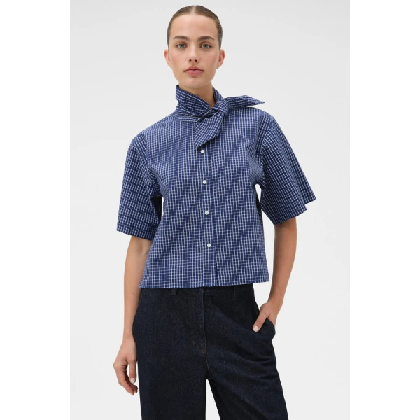 Oroton Check Tie Neck Shirt - Oroton Tops - Australian Heritage Luxury - Shop at Luxury Shoes 