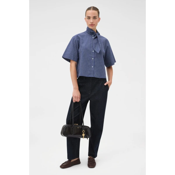 Oroton Check Tie Neck Shirt - Oroton Tops - Australian Heritage Luxury - Shop at Luxury Shoes 