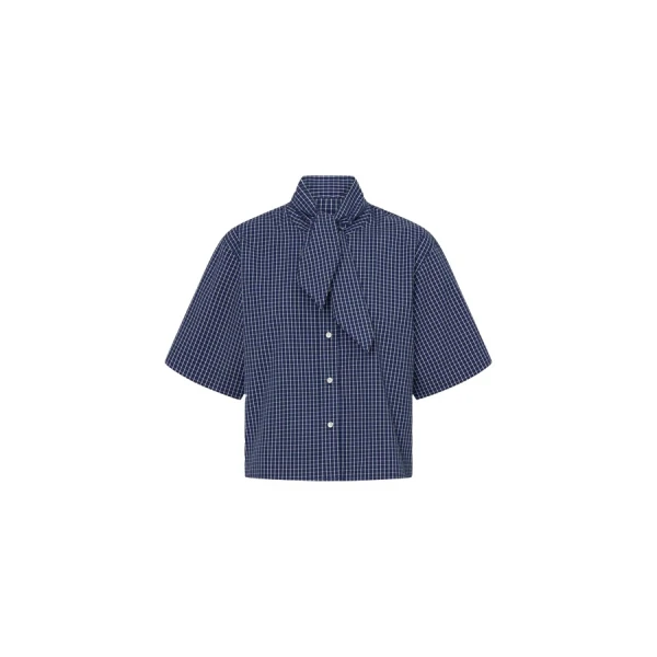 Oroton Check Tie Neck Shirt - Oroton Tops - Australian Heritage Luxury - Shop at Luxury Shoes 