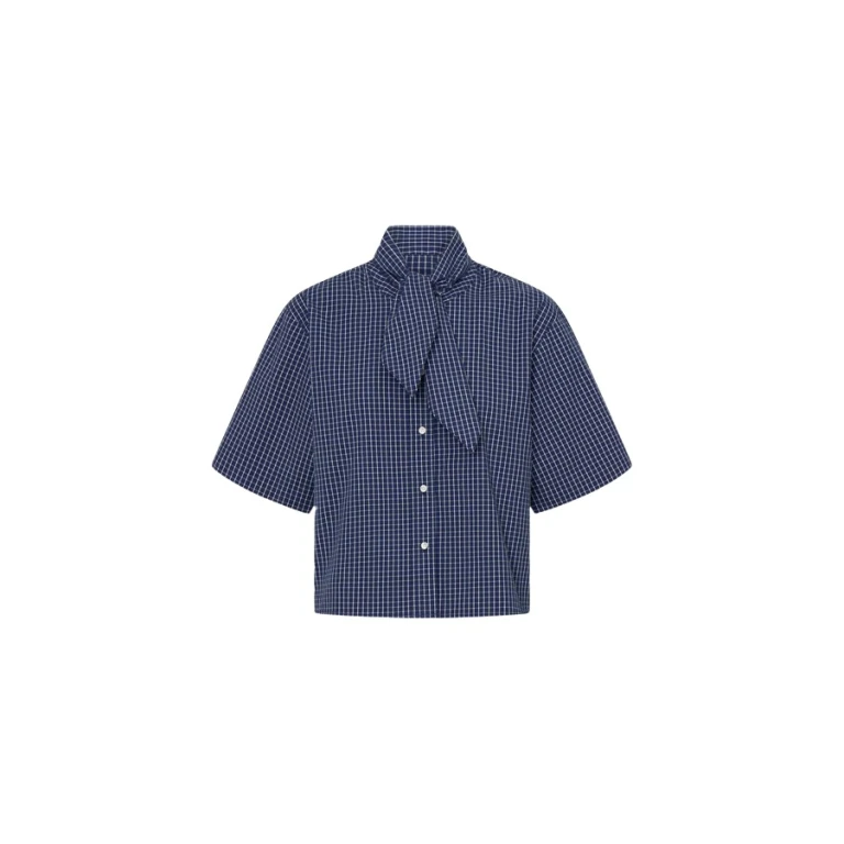 Oroton Check Tie Neck Shirt - Oroton Tops - Australian Heritage Luxury - Shop at Luxury Shoes 