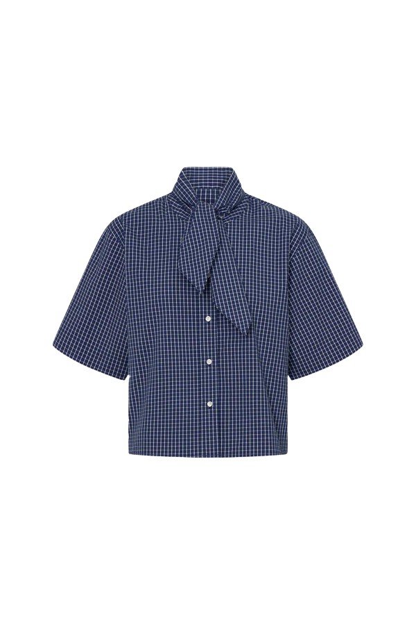 Oroton Check Tie Neck Shirt - Oroton Tops - Australian Heritage Luxury - Shop at Luxury Shoes 