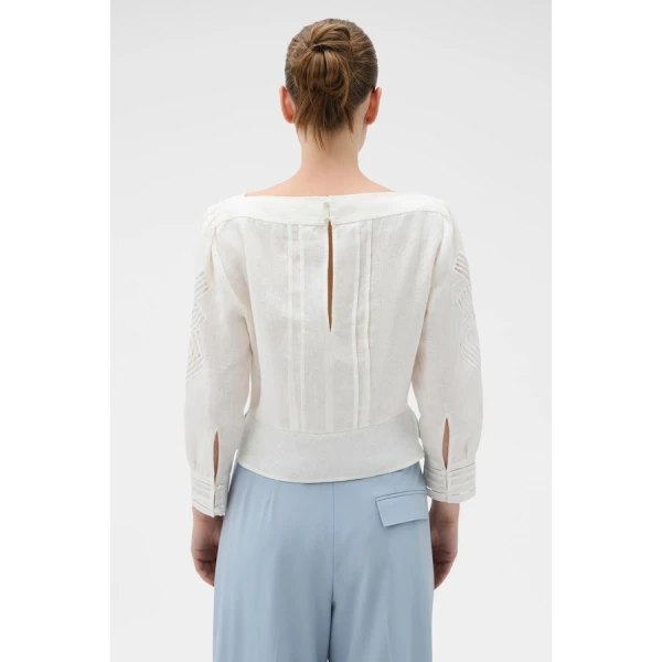 Oroton Drawn Thread Detail Blouse - Oroton Tops - Australian Heritage Luxury - Shop at Luxury Shoes 