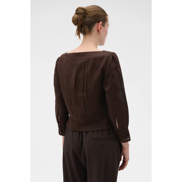 Oroton Drawn Thread Detail Blouse - Oroton Tops - Australian Heritage Luxury - Shop at Luxury Shoes 