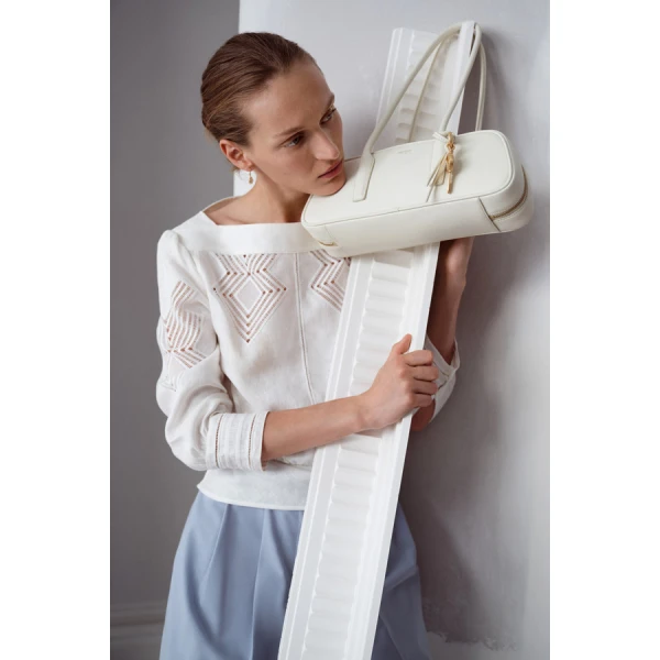 Oroton Drawn Thread Detail Blouse - Oroton Tops - Australian Heritage Luxury - Shop at Luxury Shoes 