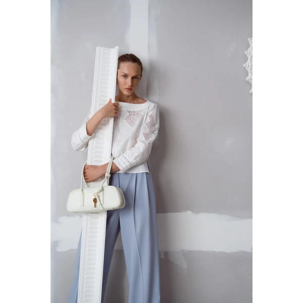 Oroton Drawn Thread Detail Blouse - Oroton Tops - Australian Heritage Luxury - Shop at Luxury Shoes 