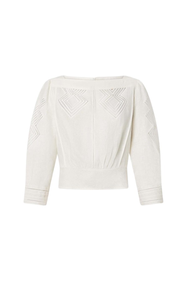 Oroton Drawn Thread Detail Blouse - Oroton Tops - Australian Heritage Luxury - Shop at Luxury Shoes 